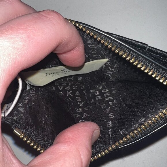 Kate Spade Laurel Way Bitsy Card Holder Zip Top with Keyring Blue Pink Stripe - Picture 5 of 10